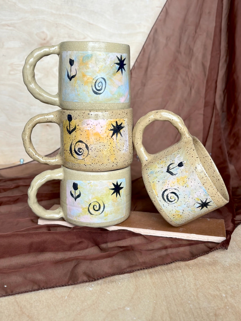 Swirly Flower Star Mugs