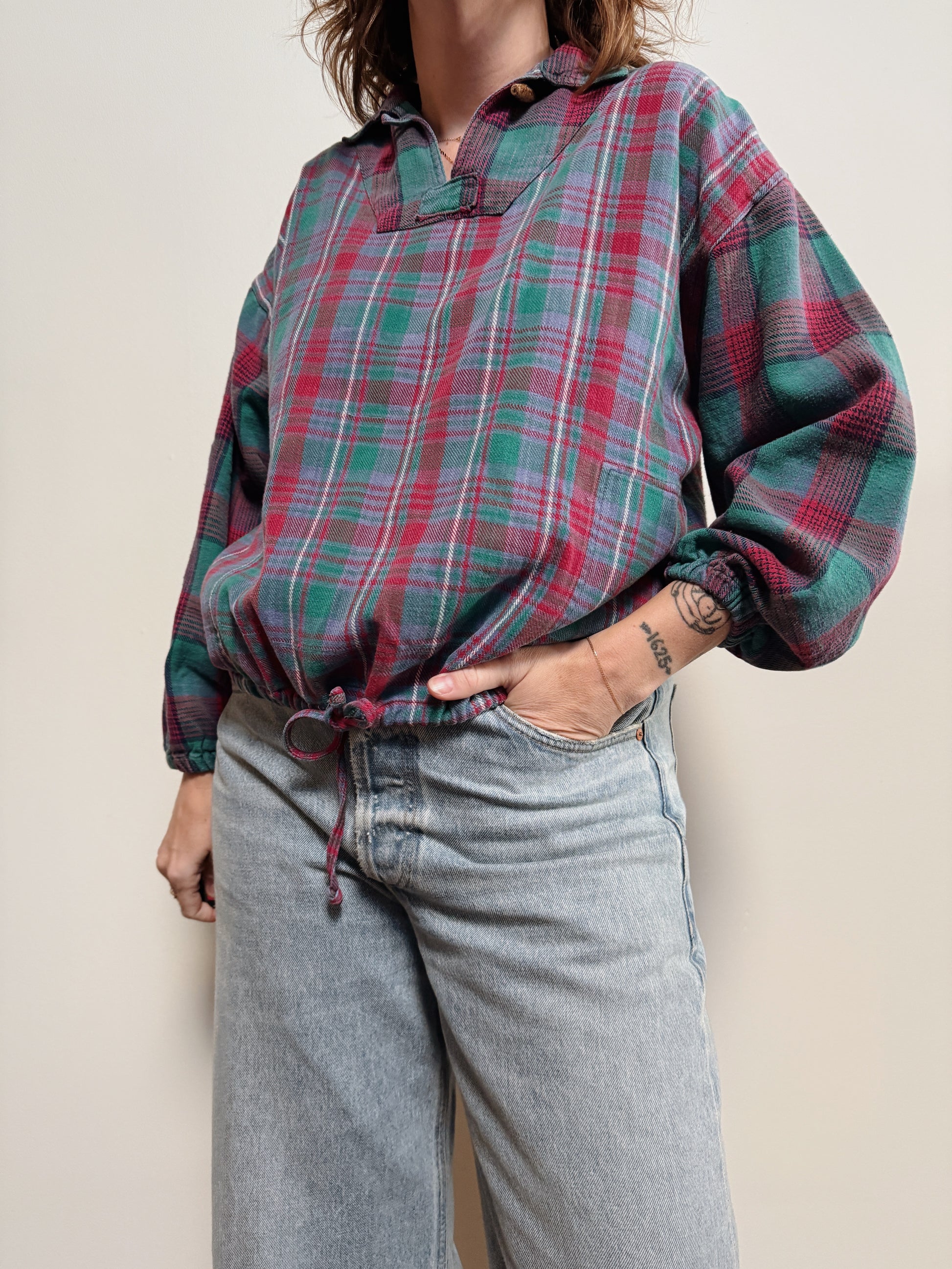 Cotton Plaid Pullover