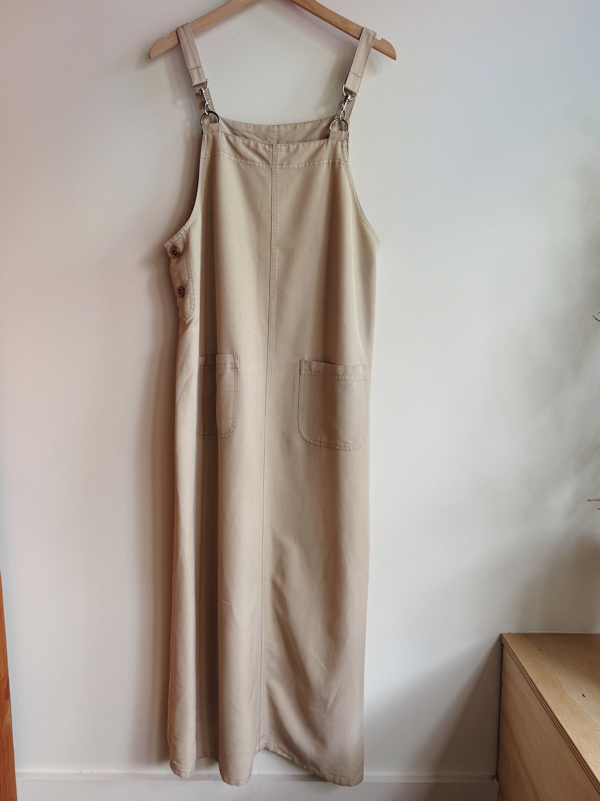 Tan Clip Strap Apron Dress