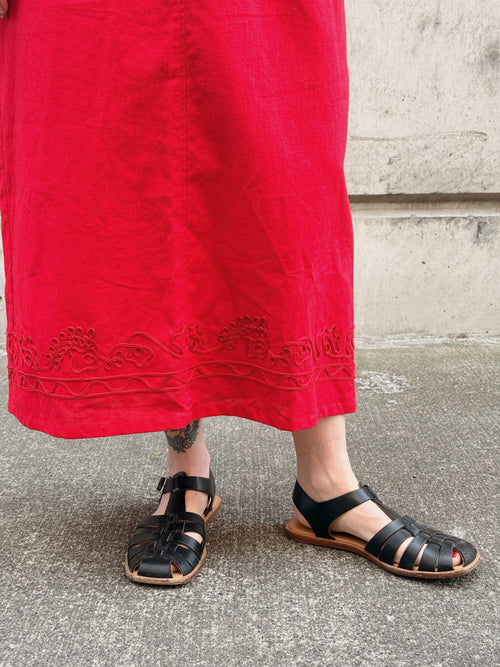 Crewelwork Red Skirt