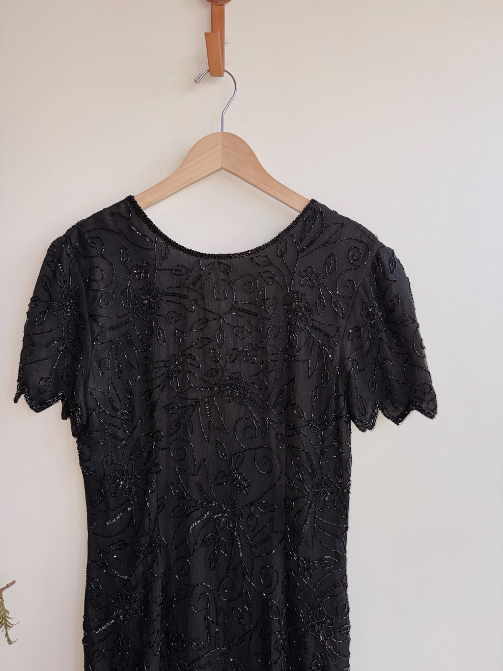 Black Beaded Silk Dress