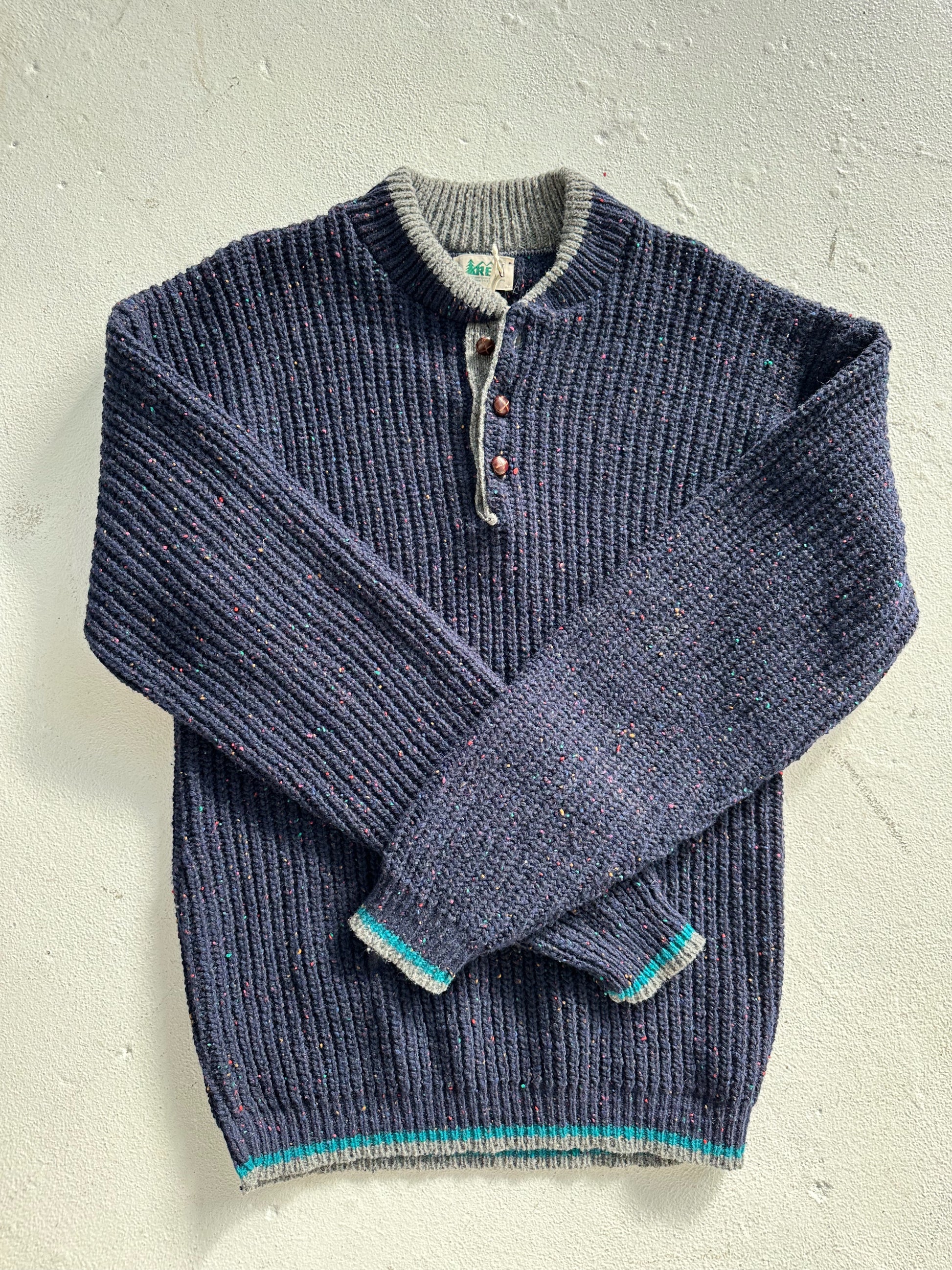 Confetti Speckled Wool Henley Sweater