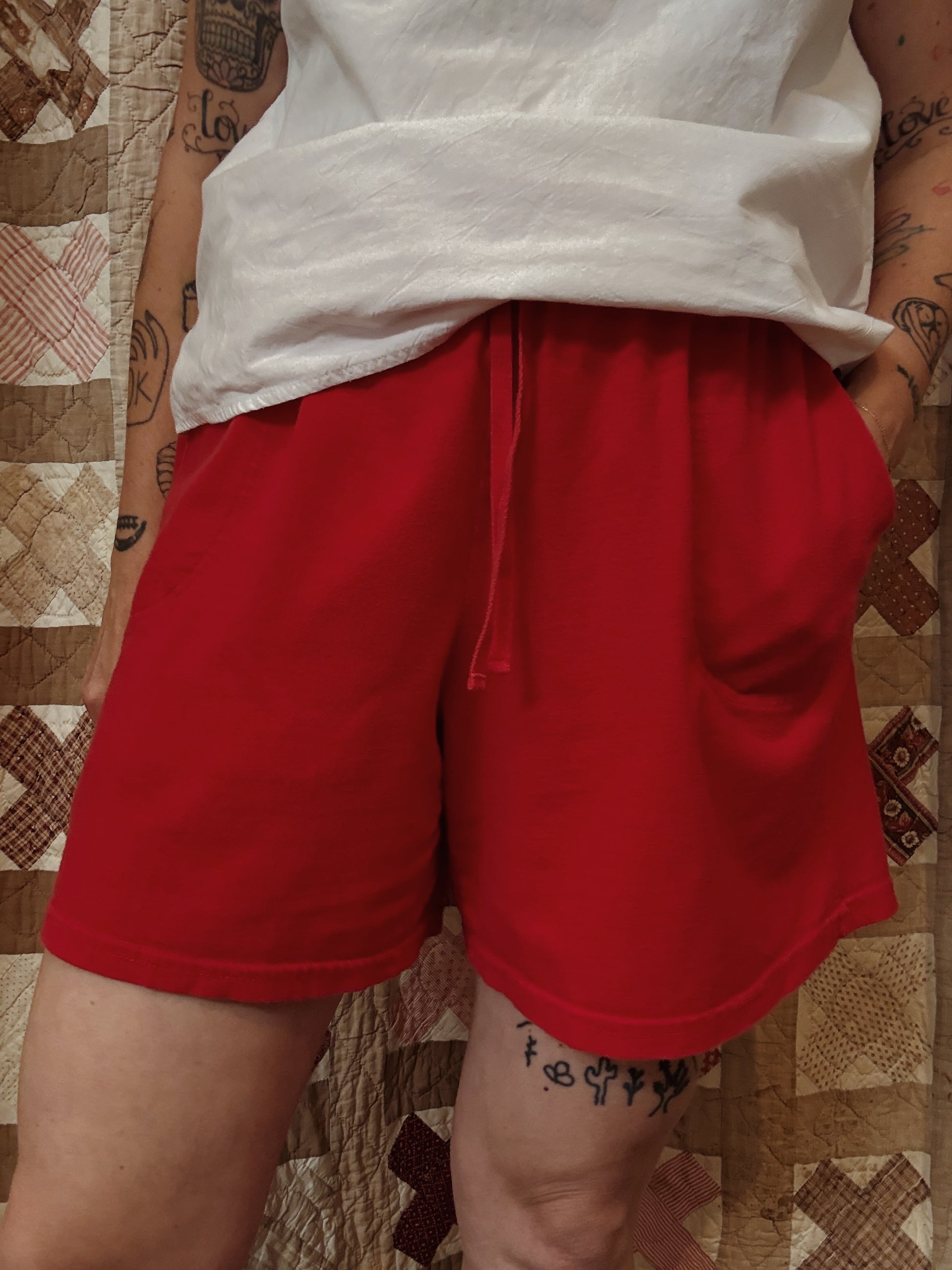 White Stag Red Cotton Lounge Shorts
