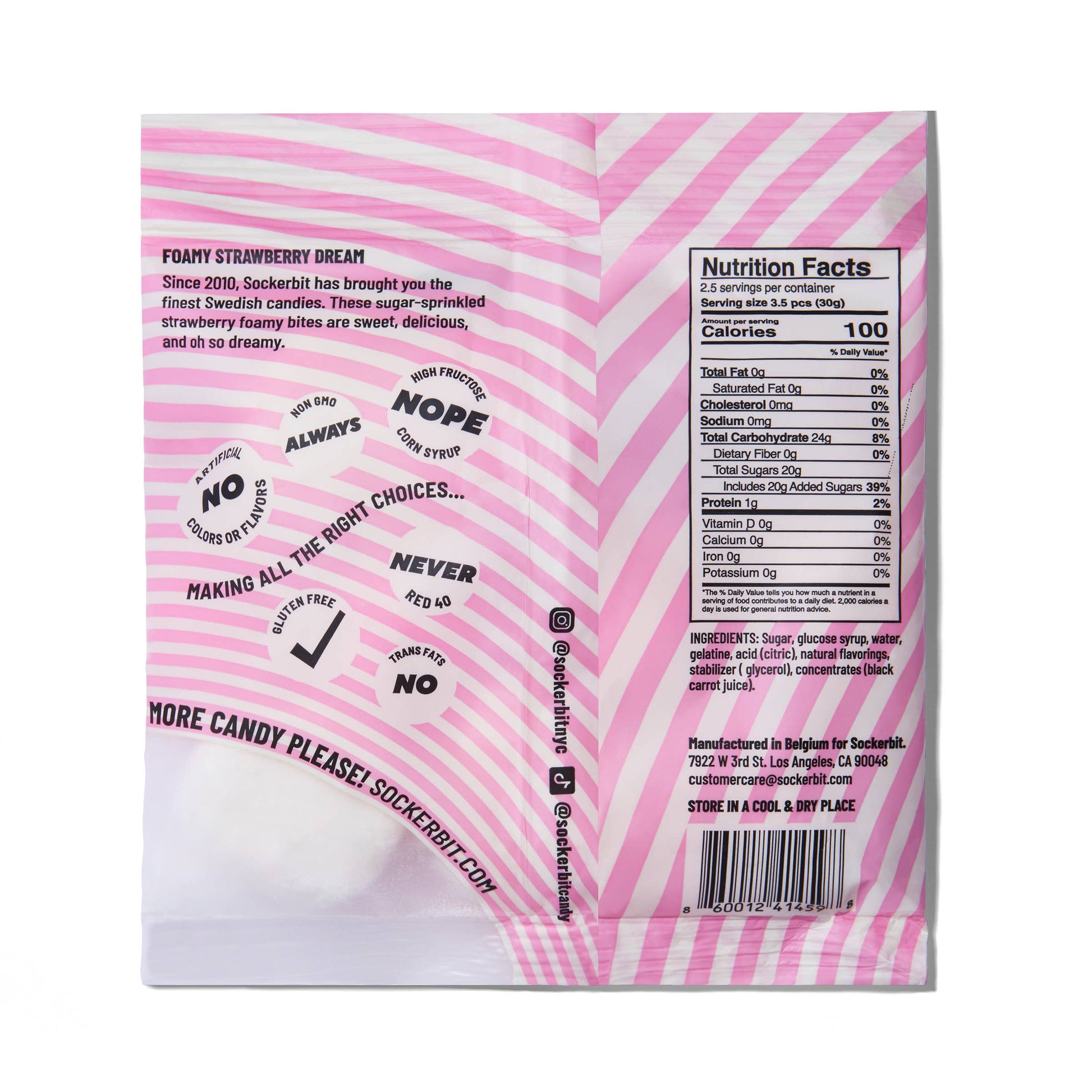 Foamy Strawberry Dream Swedish Candy Bag