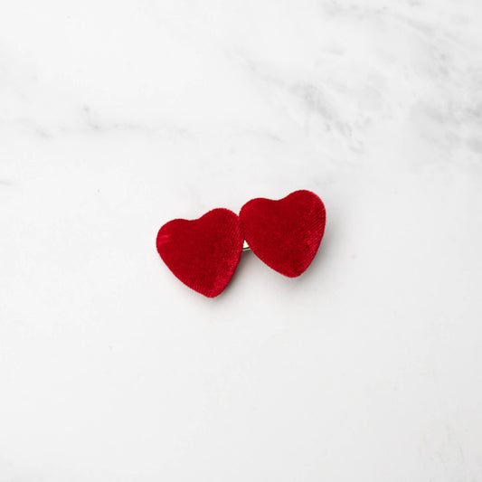 Double Velvet Heart Hair Pin