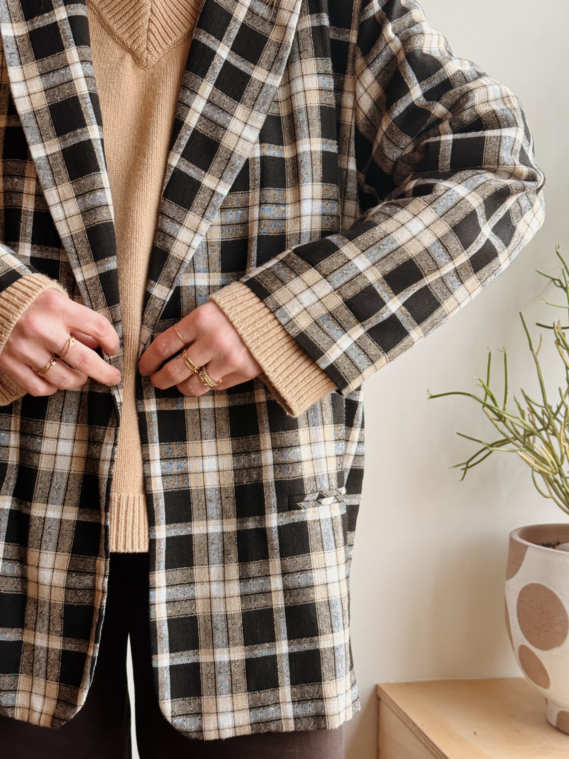 Lightweight Plaid Blazer