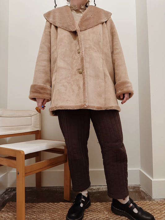 Faux Suede & Fur Swing Coat