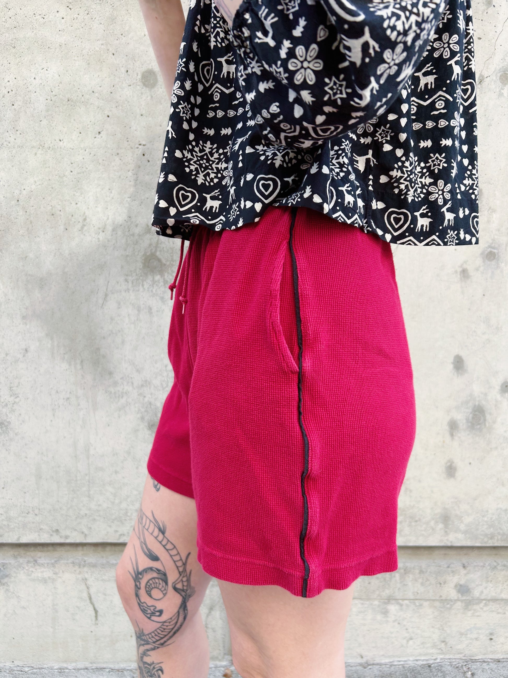 Chamonix red waffle shorts