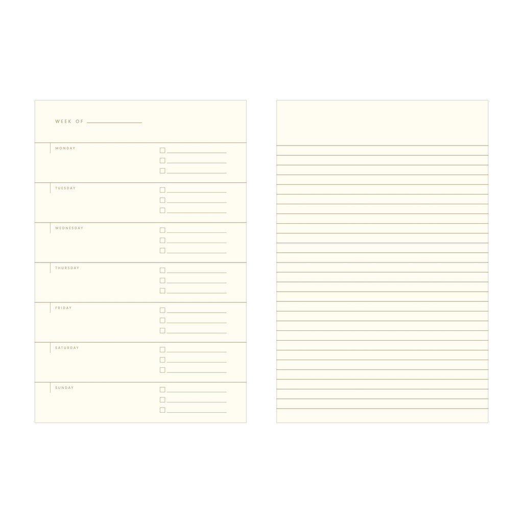 Standard Type Undated Weekly Planner Journal