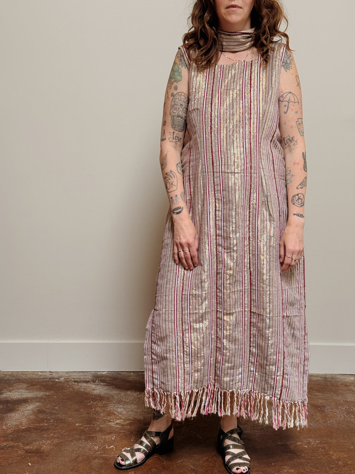 Pink Metallic Fringe Dress