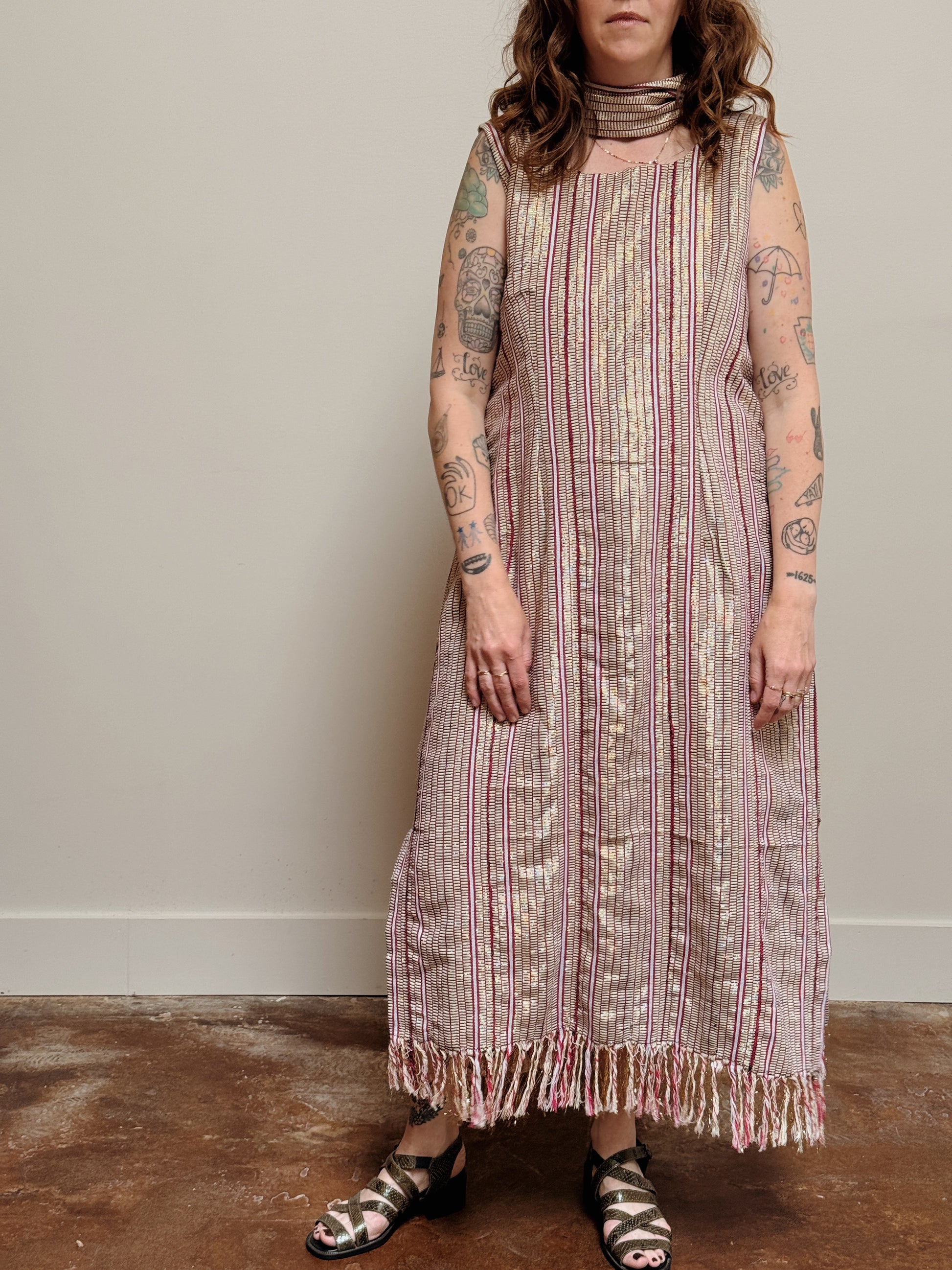 Pink Metallic Fringe Dress