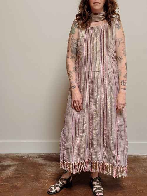 Pink Metallic Fringe Dress