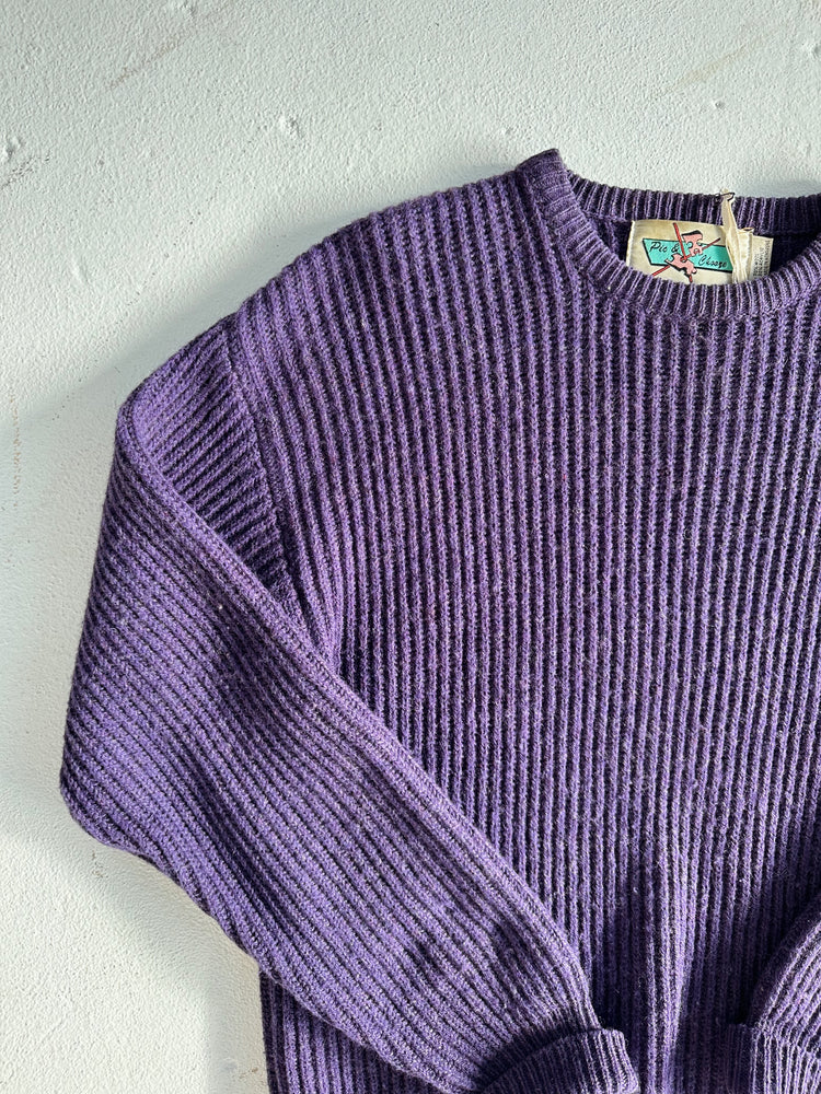 Ribbed Wool Blend Crew Sweater