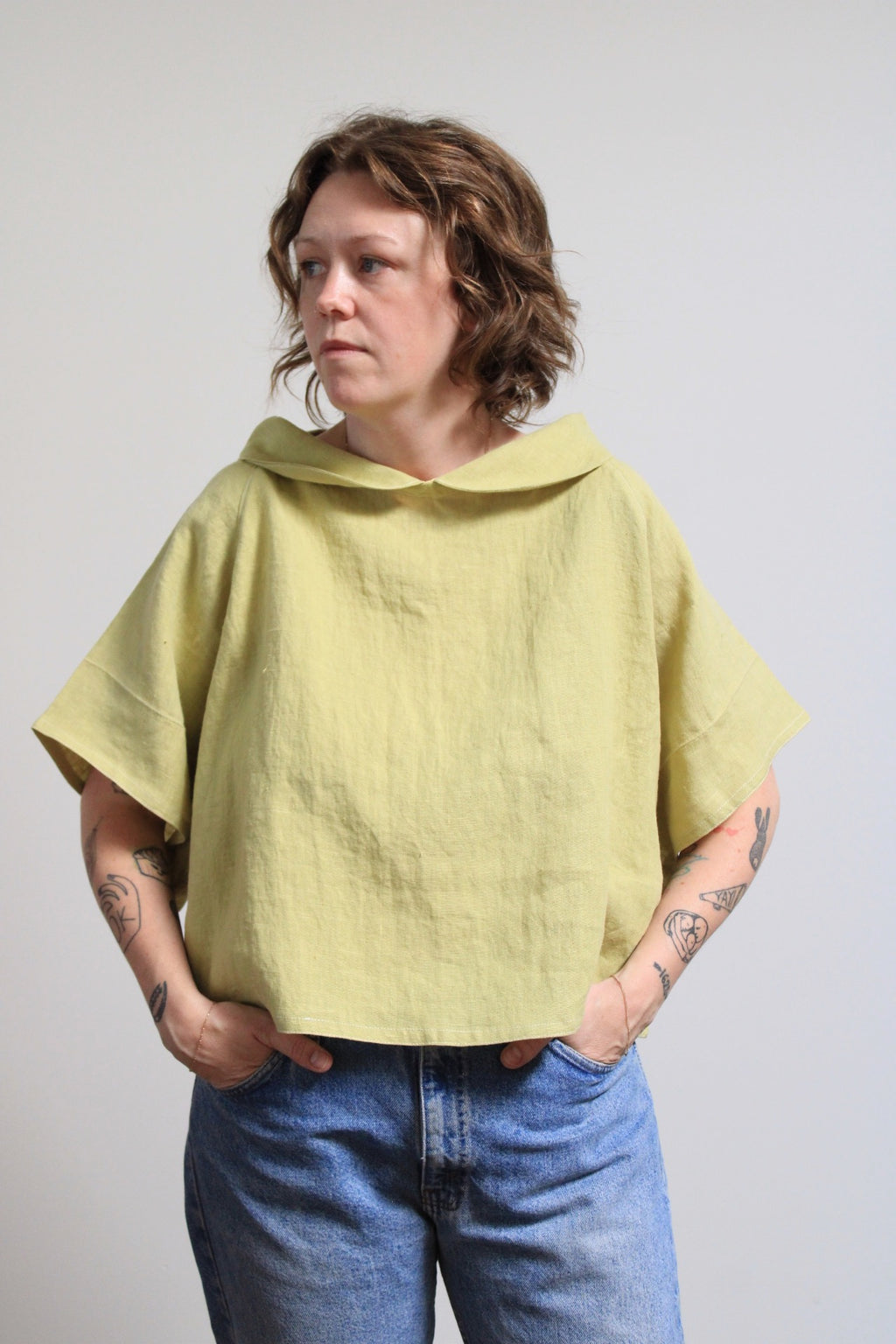 Archive Craft Peter Pan Crop - Green Linen