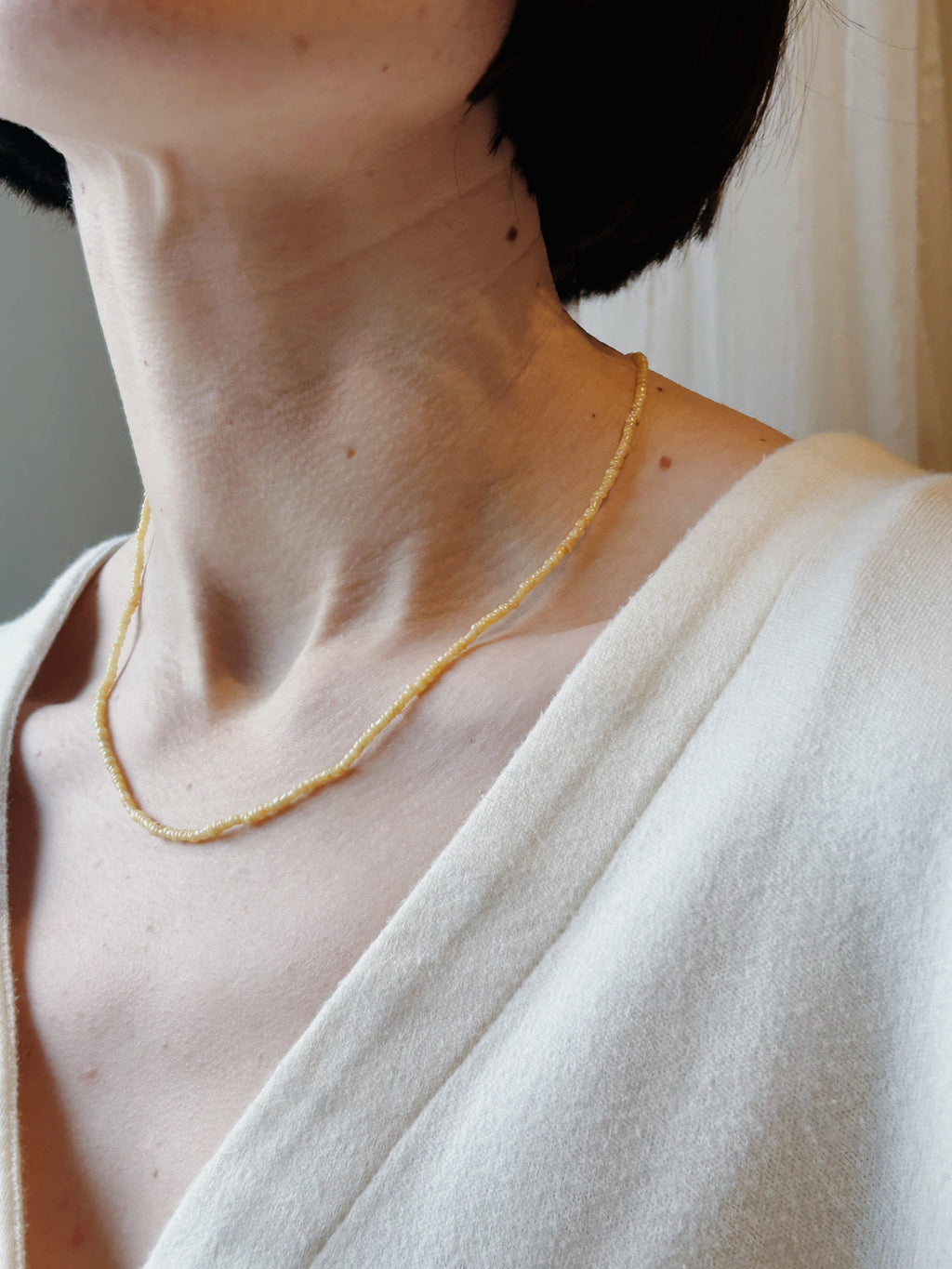 Vintage Yellow Bead Necklace