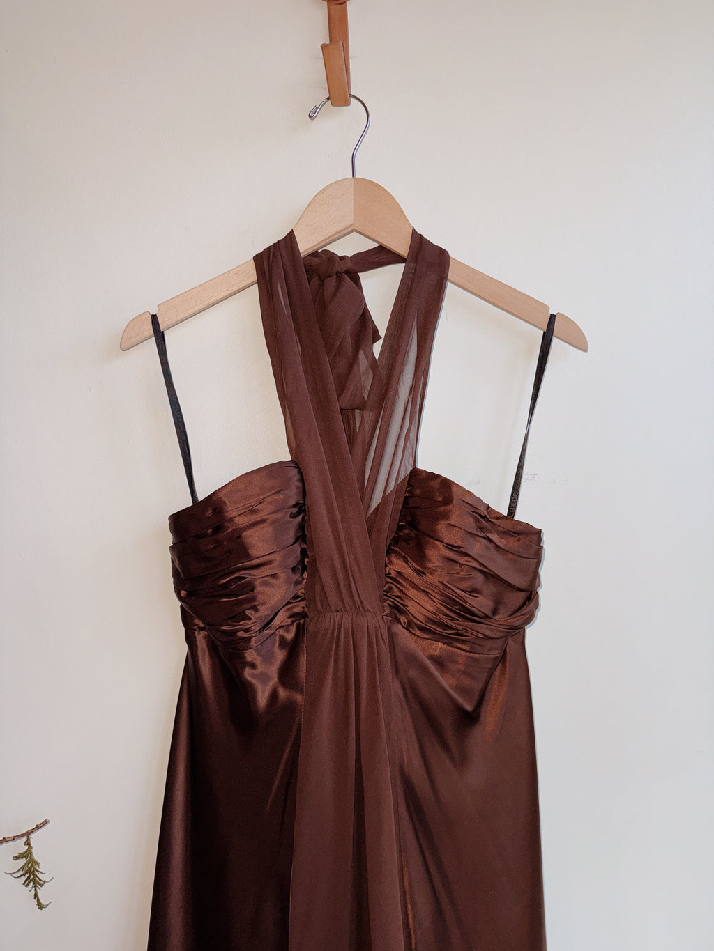 Brown Silk Halter Dress