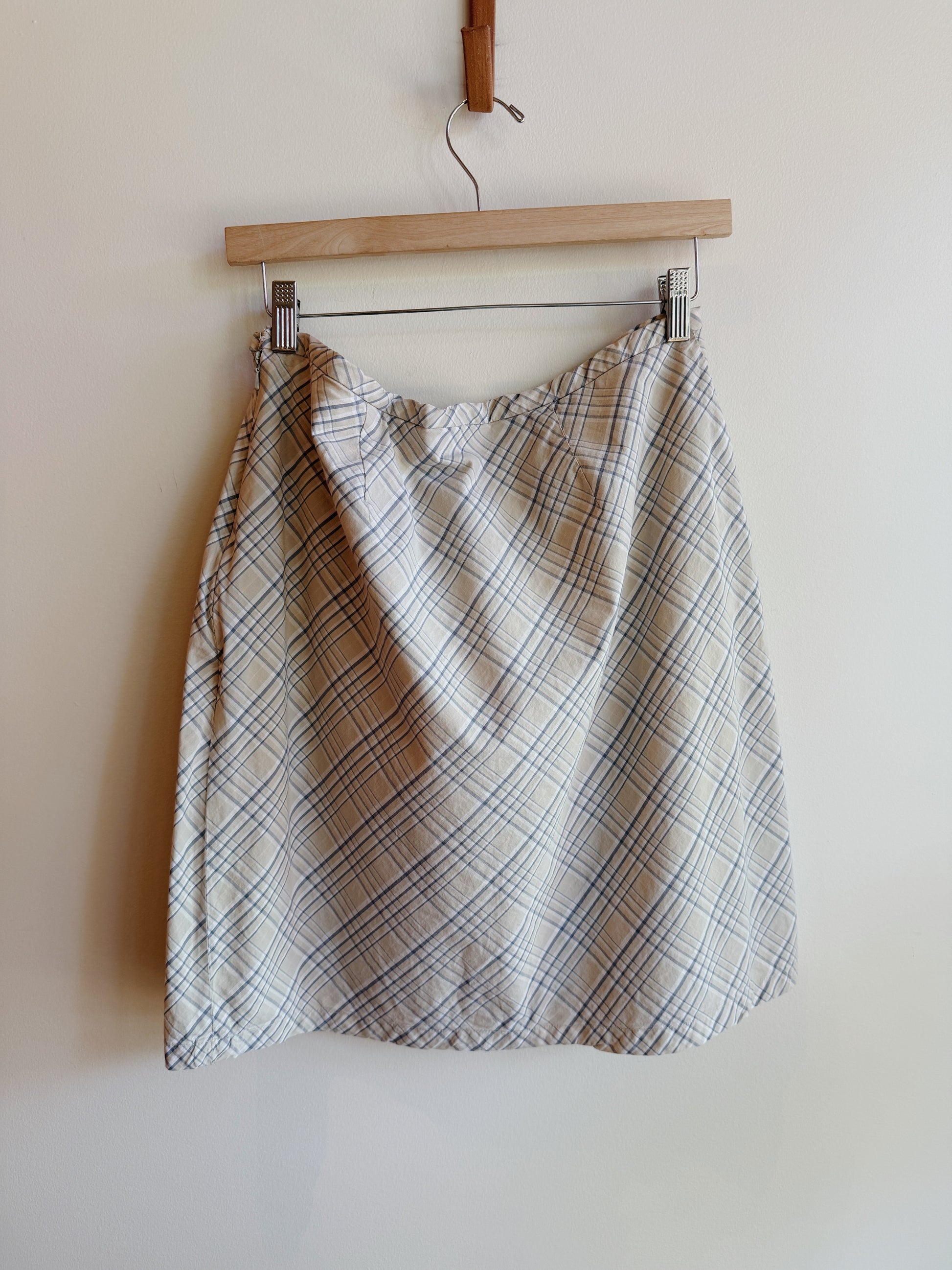 Preview Ecru and Blue Plaid Mini Skirt