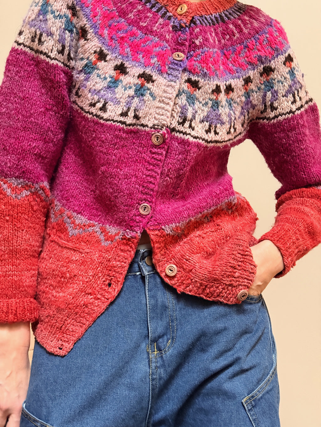 Hand Knit Wool Cardigan