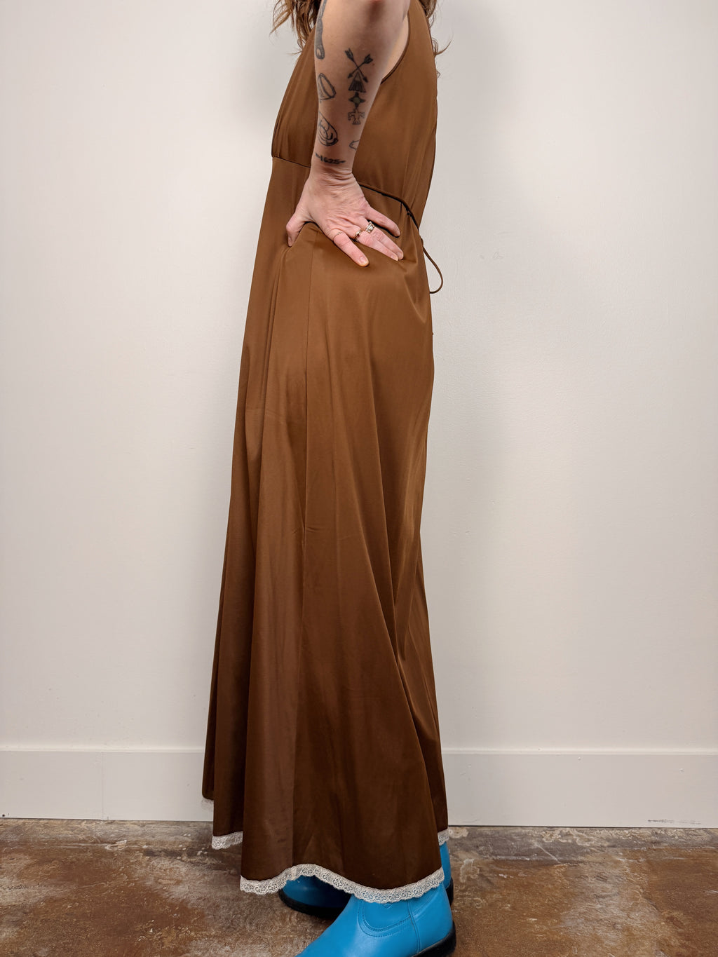 Chocolate & Lace Maxi Slip Dress