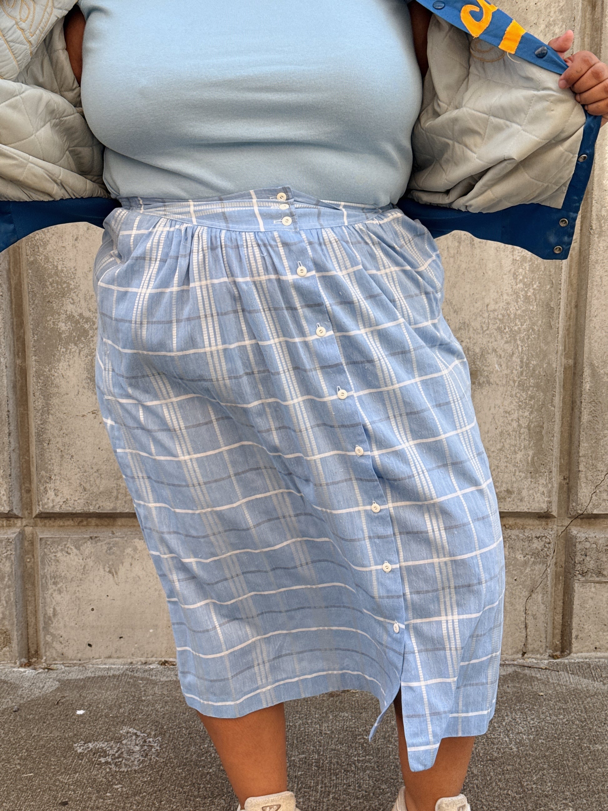 Blue Plaid Skirt Set