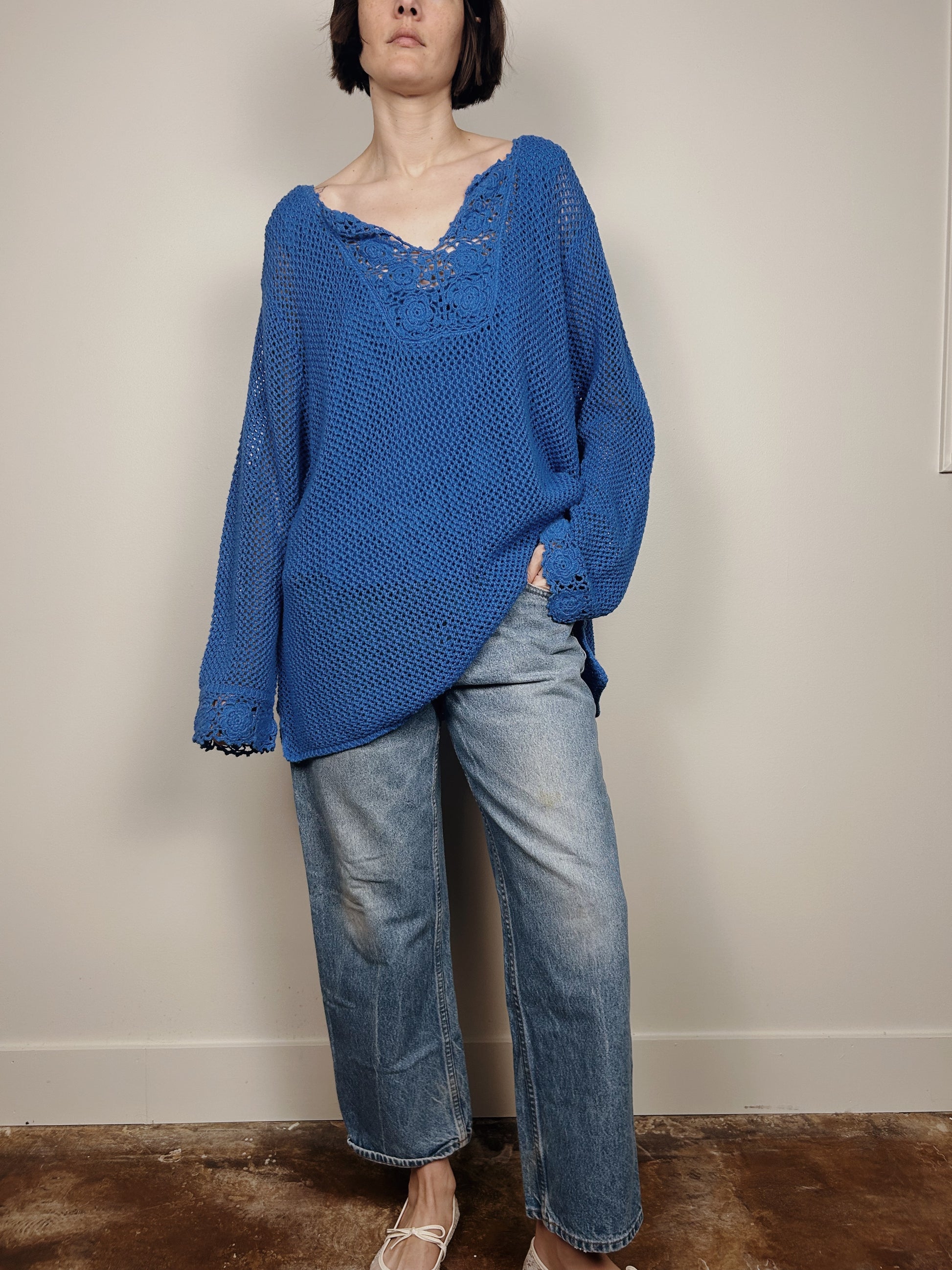 Blue Lace/Crochet Mini Dress