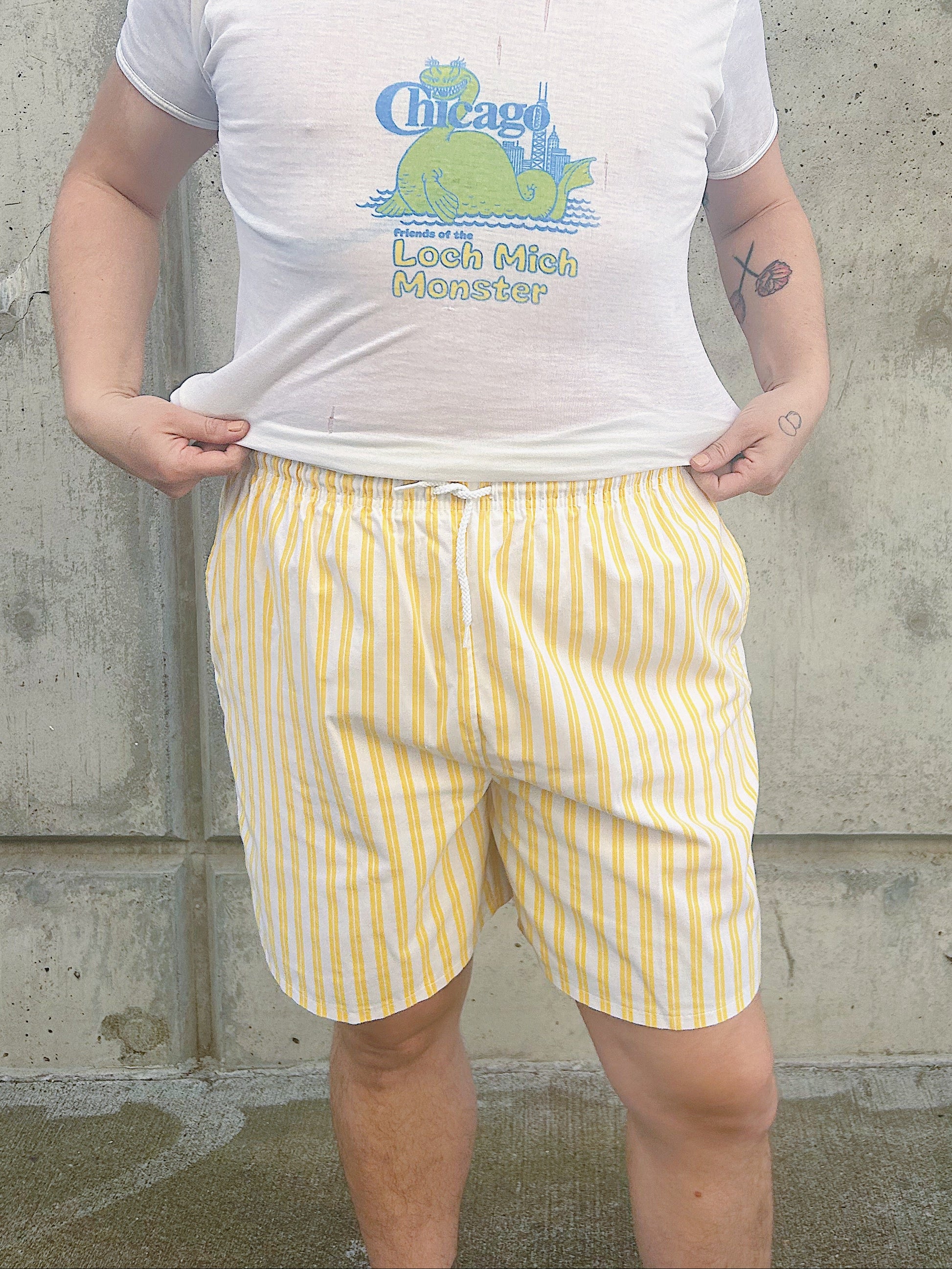 Victoria yellow & white stripe shorts