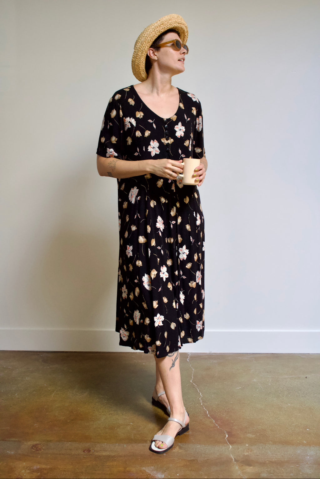 Crinkle Gauze Pansy Maxi Dress