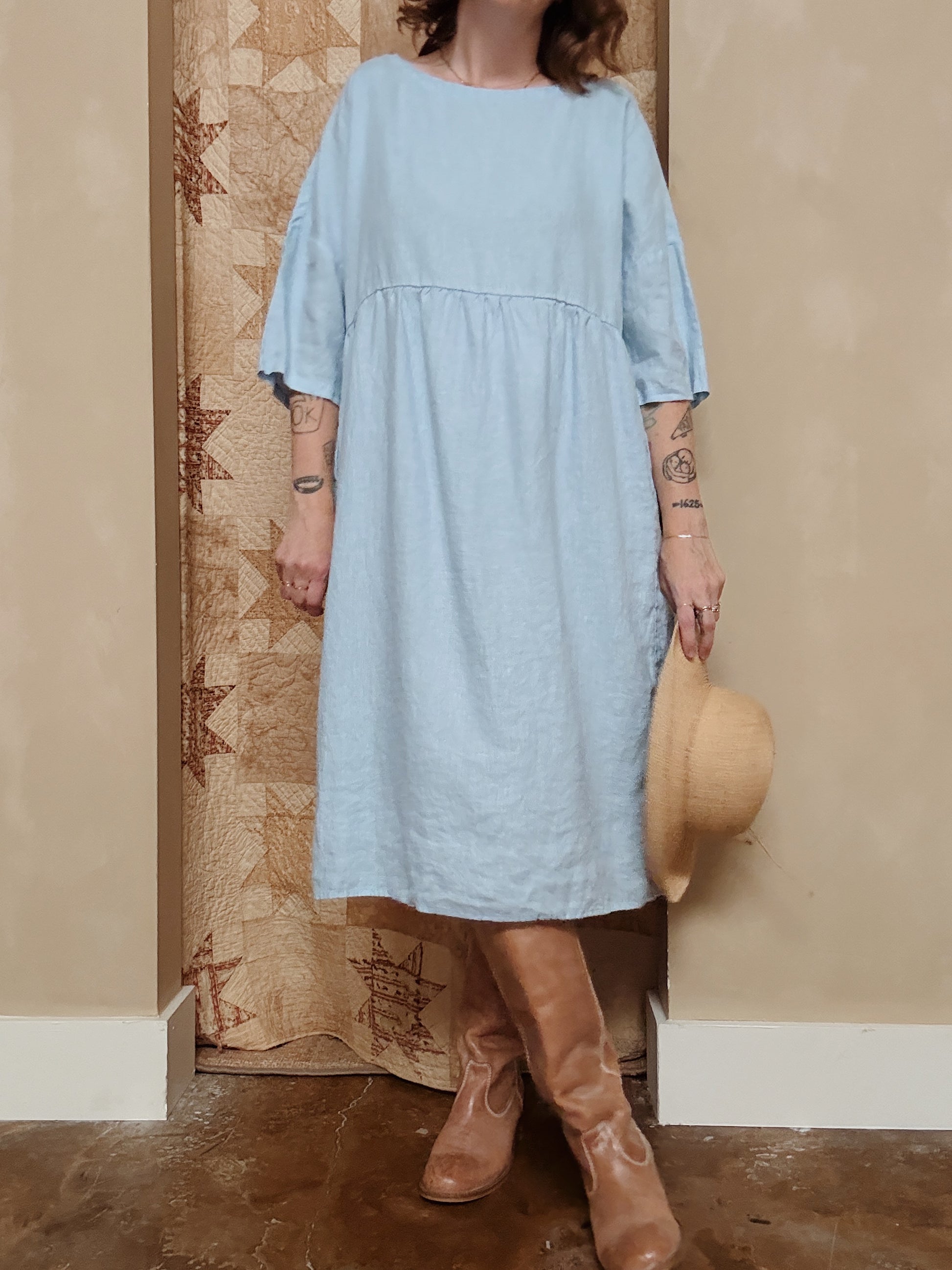 Blue Linen Dress