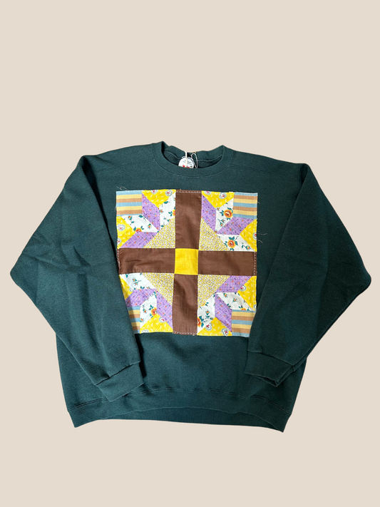 Vintage Quilt-Patch Sweatshirt