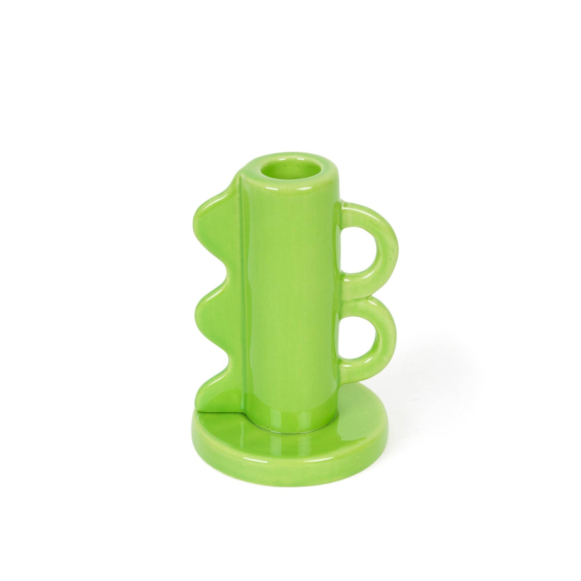 Double Handle Candle Holder - Green