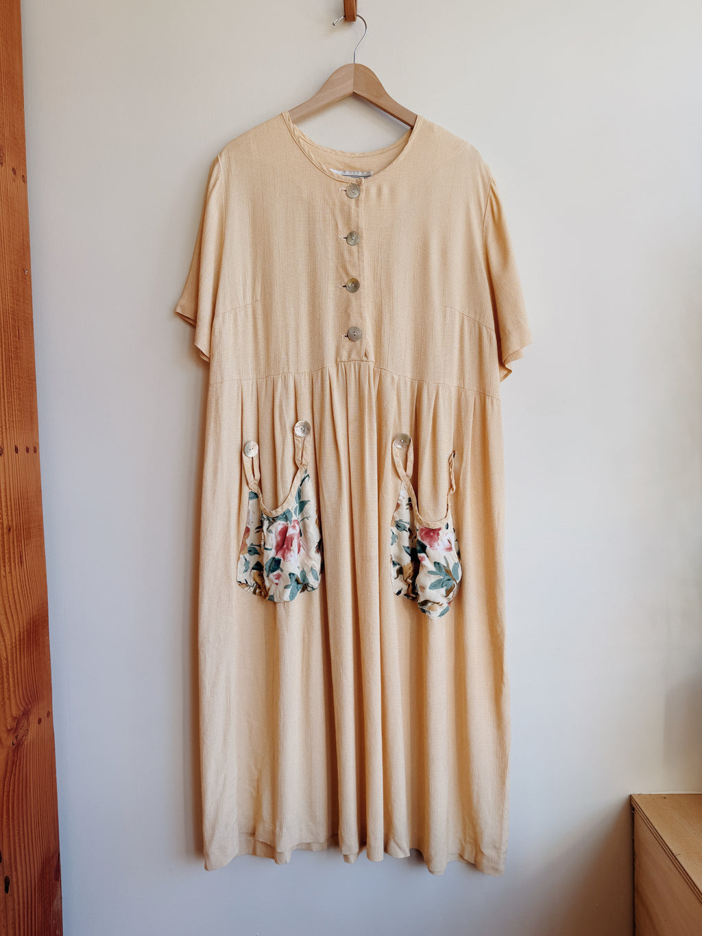 Yellow Floral Pocket Dress