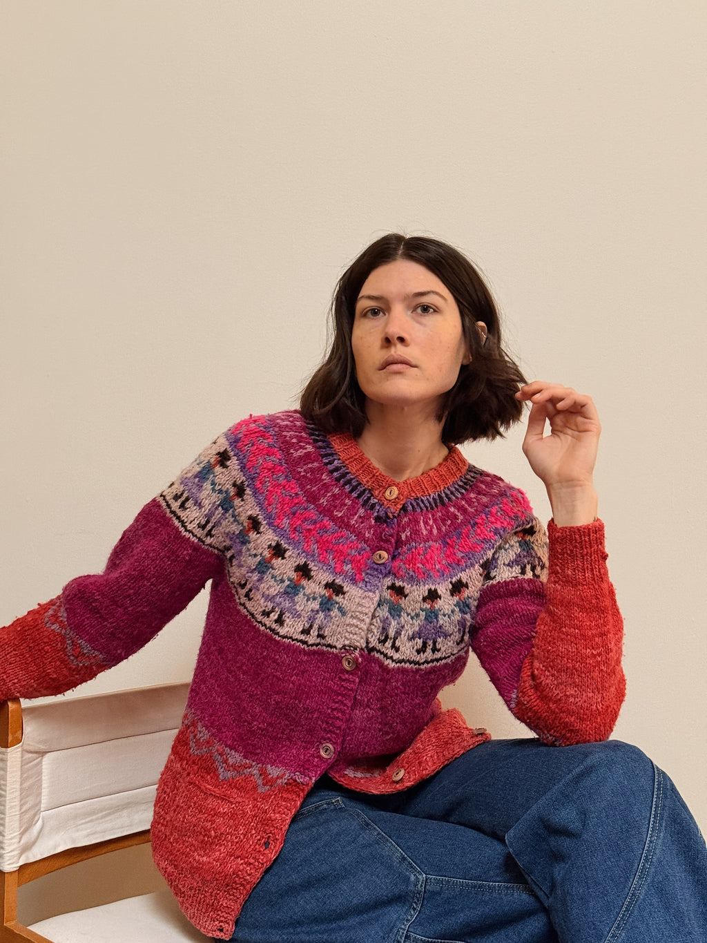 Hand Knit Wool Cardigan