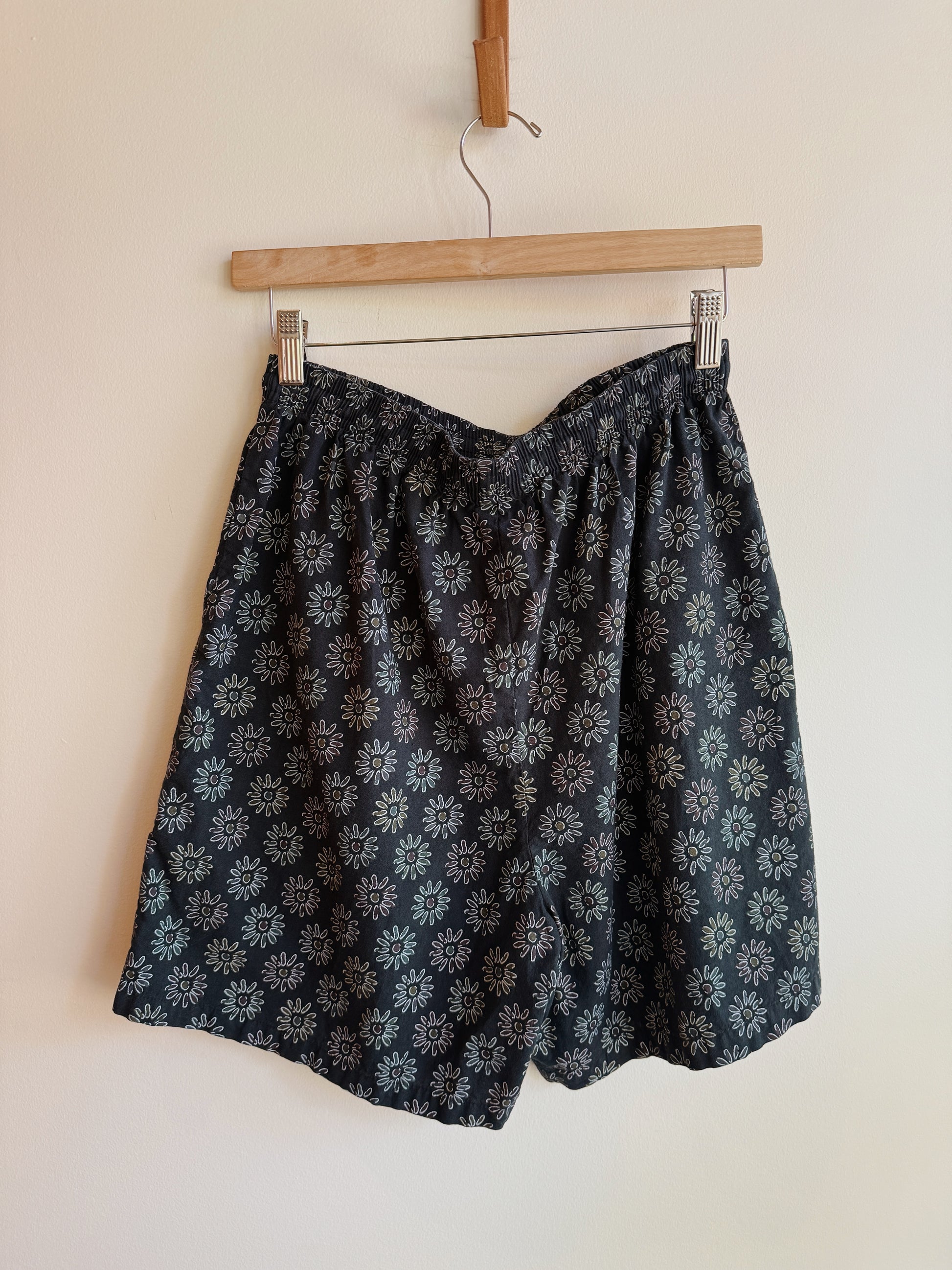 Navy Floral Cotton Shorts