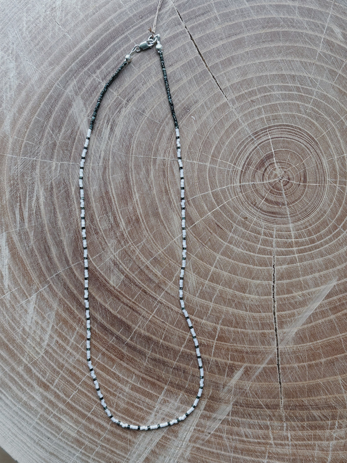Black and White Seed Bead Necklace