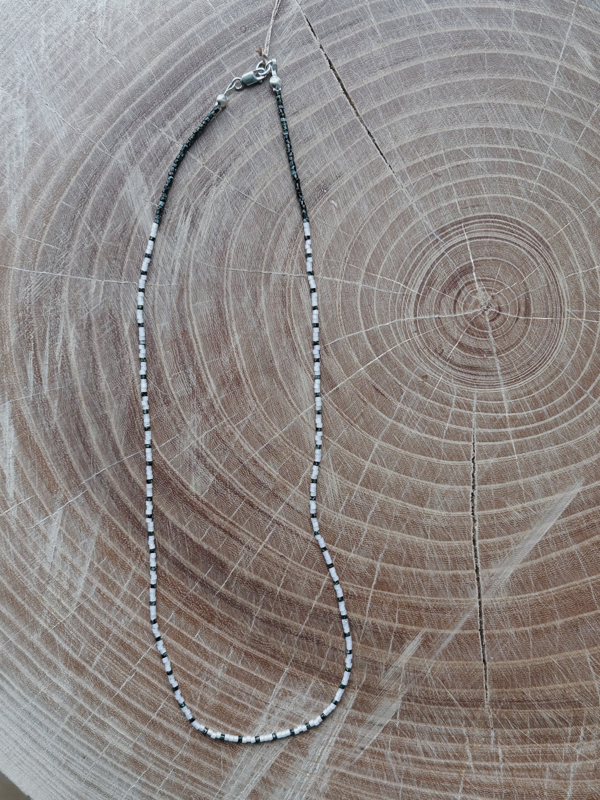 Black and White Seed Bead Necklace
