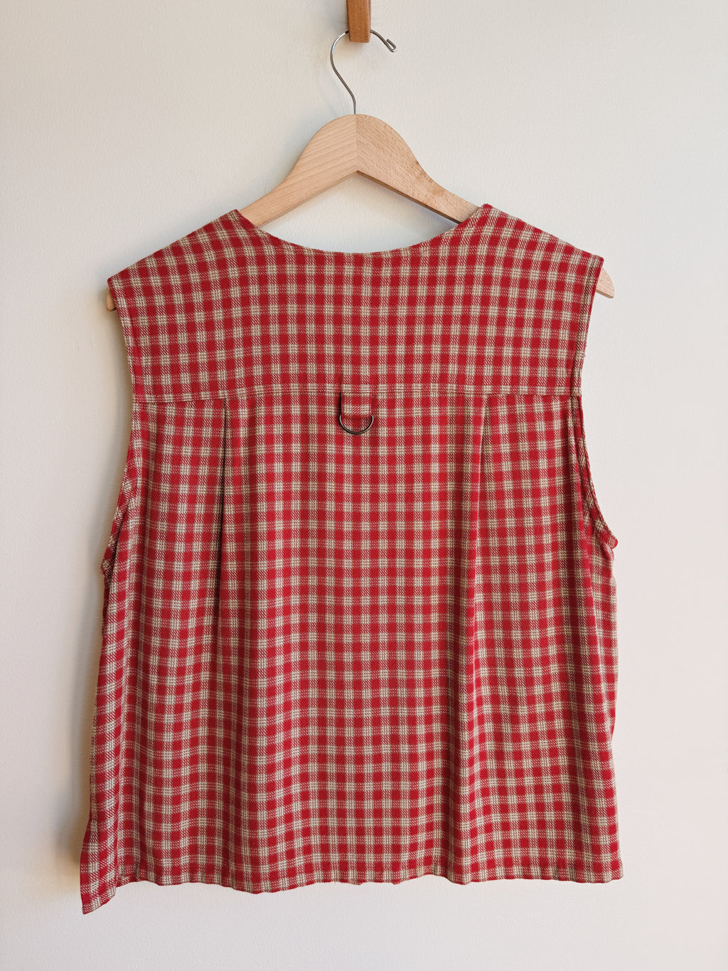 Red Plaid Zip Vest