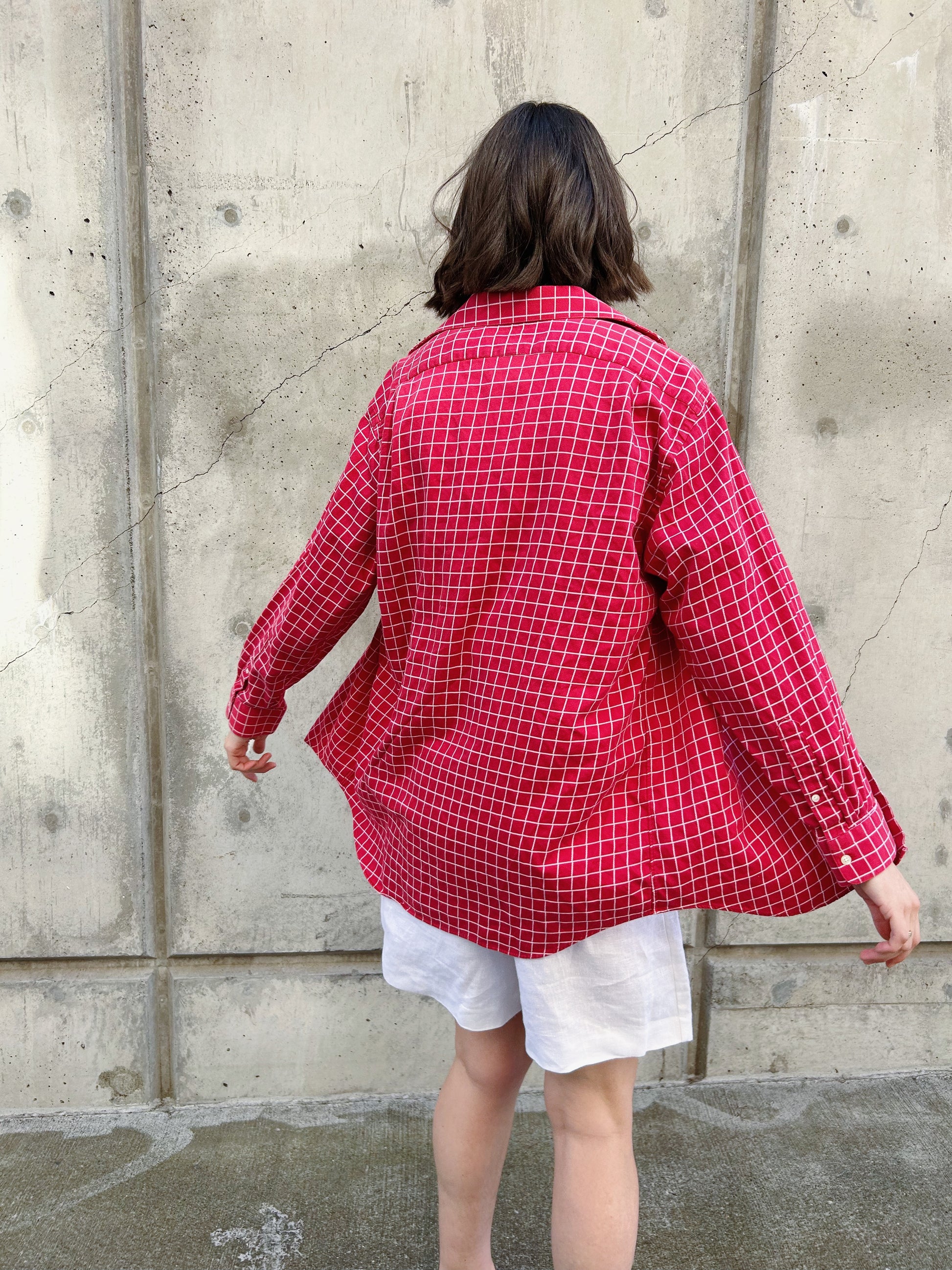 Paul Fredrick Red Grid LS