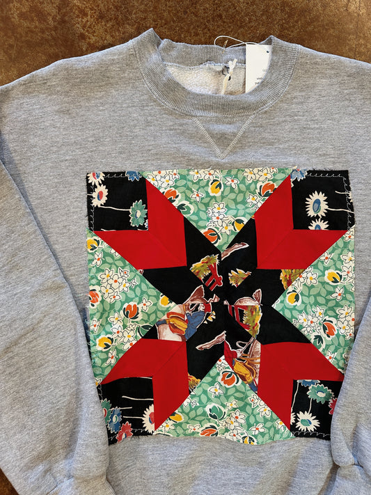 Vintage Quilt-Patch Sweatshirt