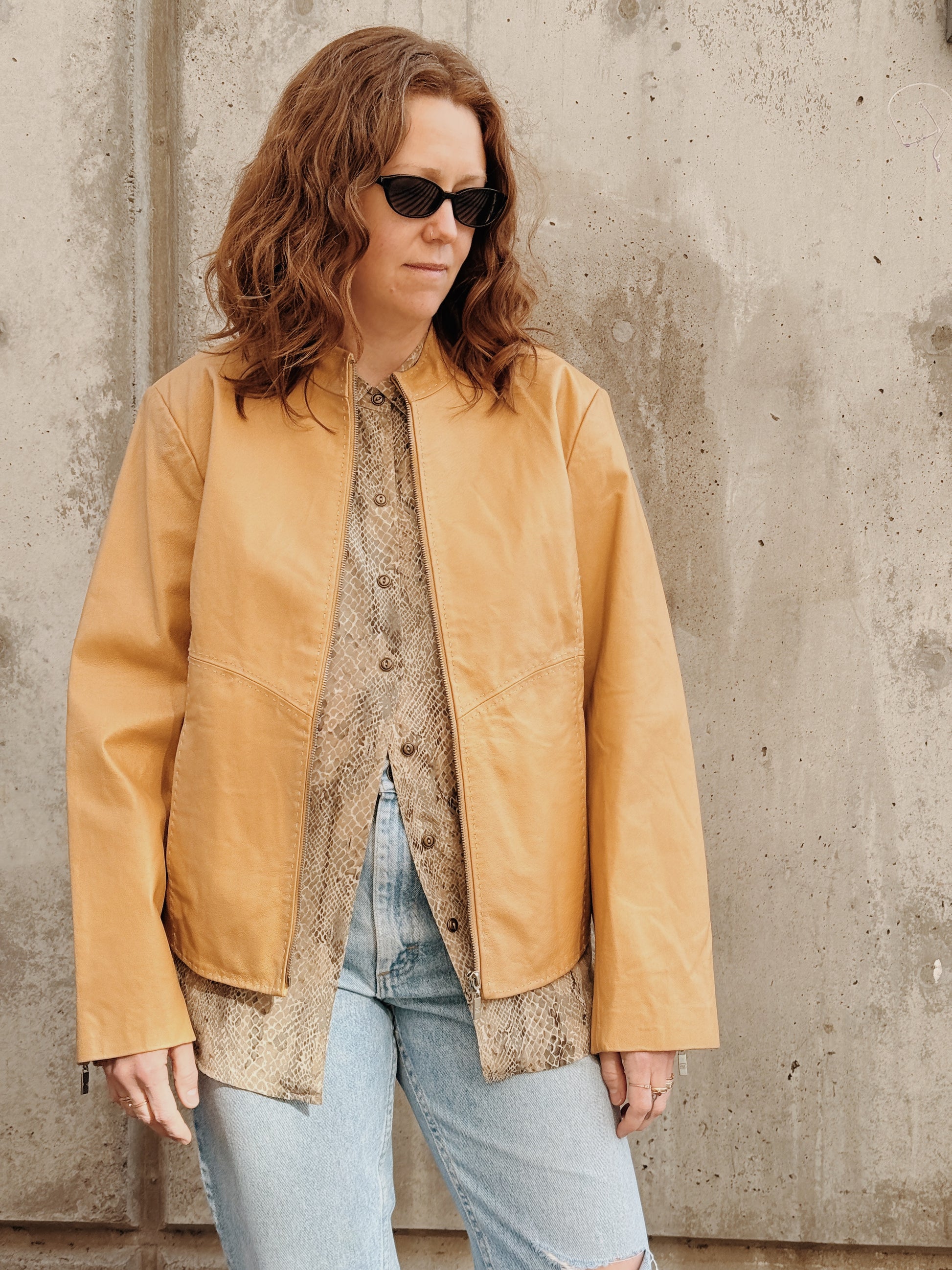 Silk Snake Print Buttondown