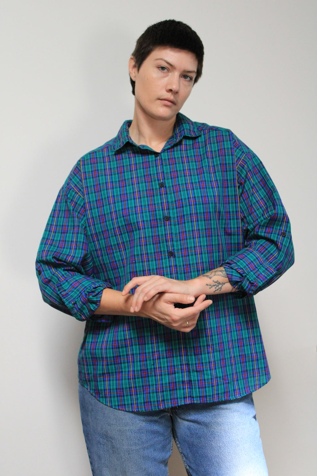 Kelly Green Plaid Button Down Shirt