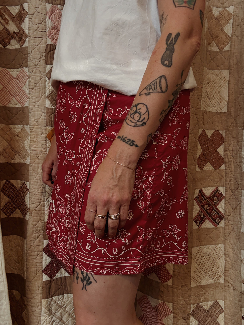 Red Paisley Cotton Skort