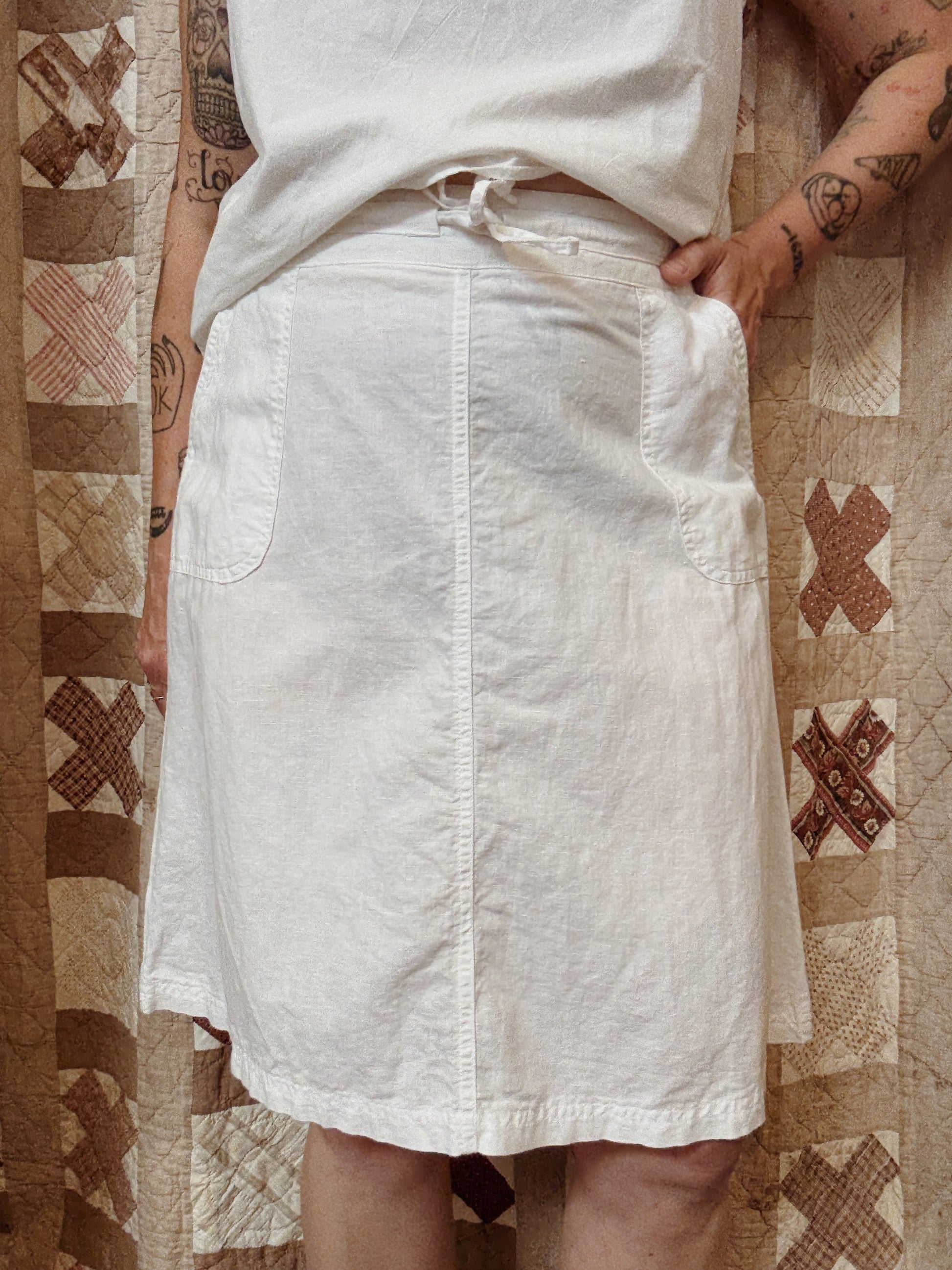 M&S White Linen Blend Skirt