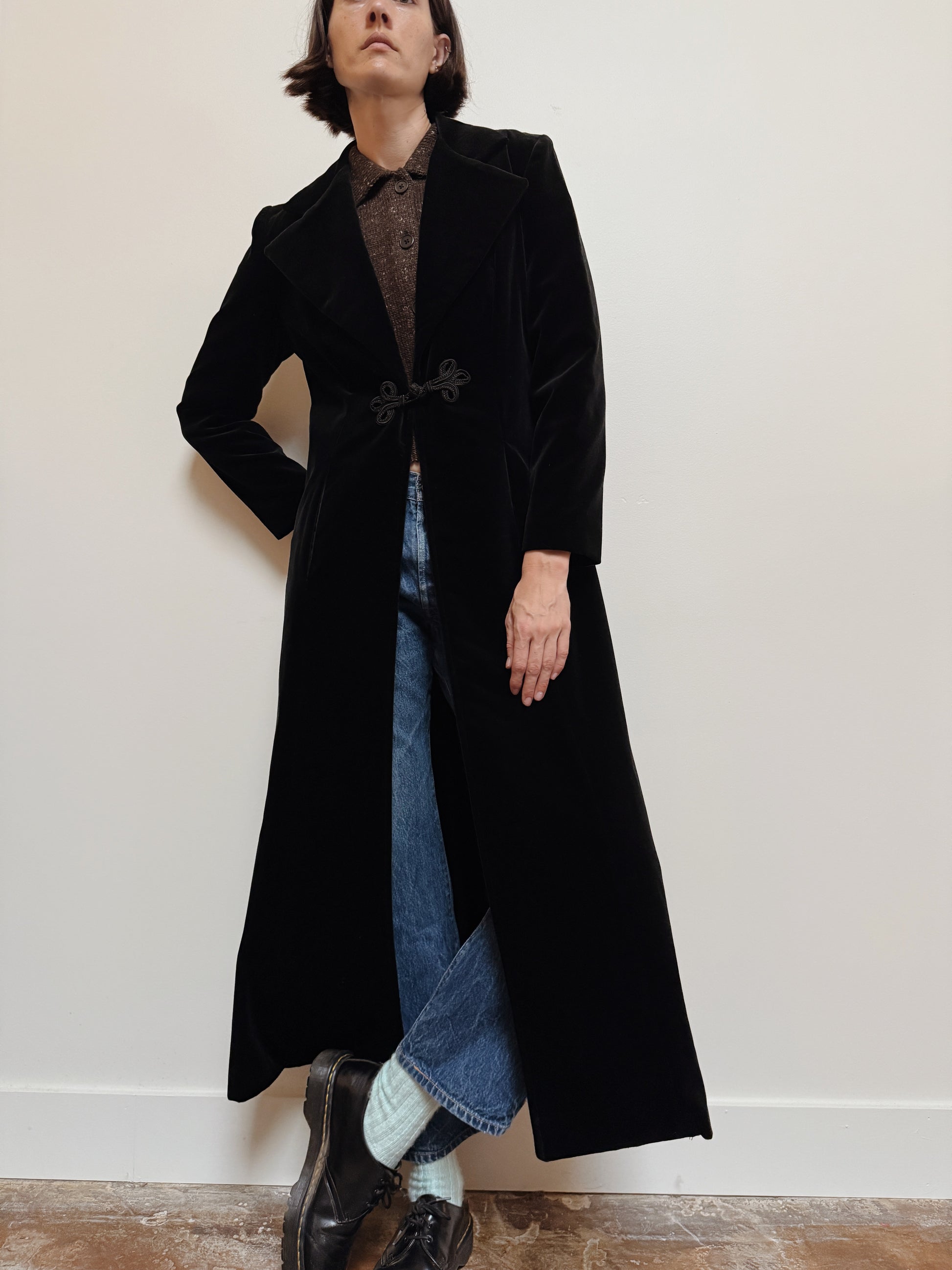 Cotton Velvet Maxi Coat