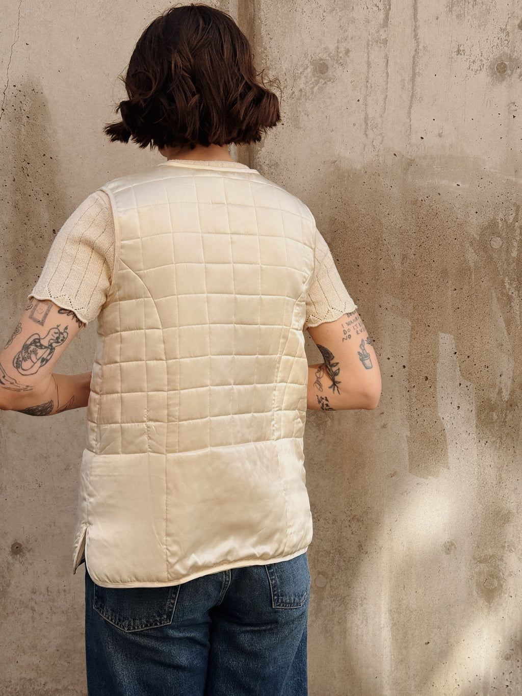 Silk Satin Quilted Puffer Vest