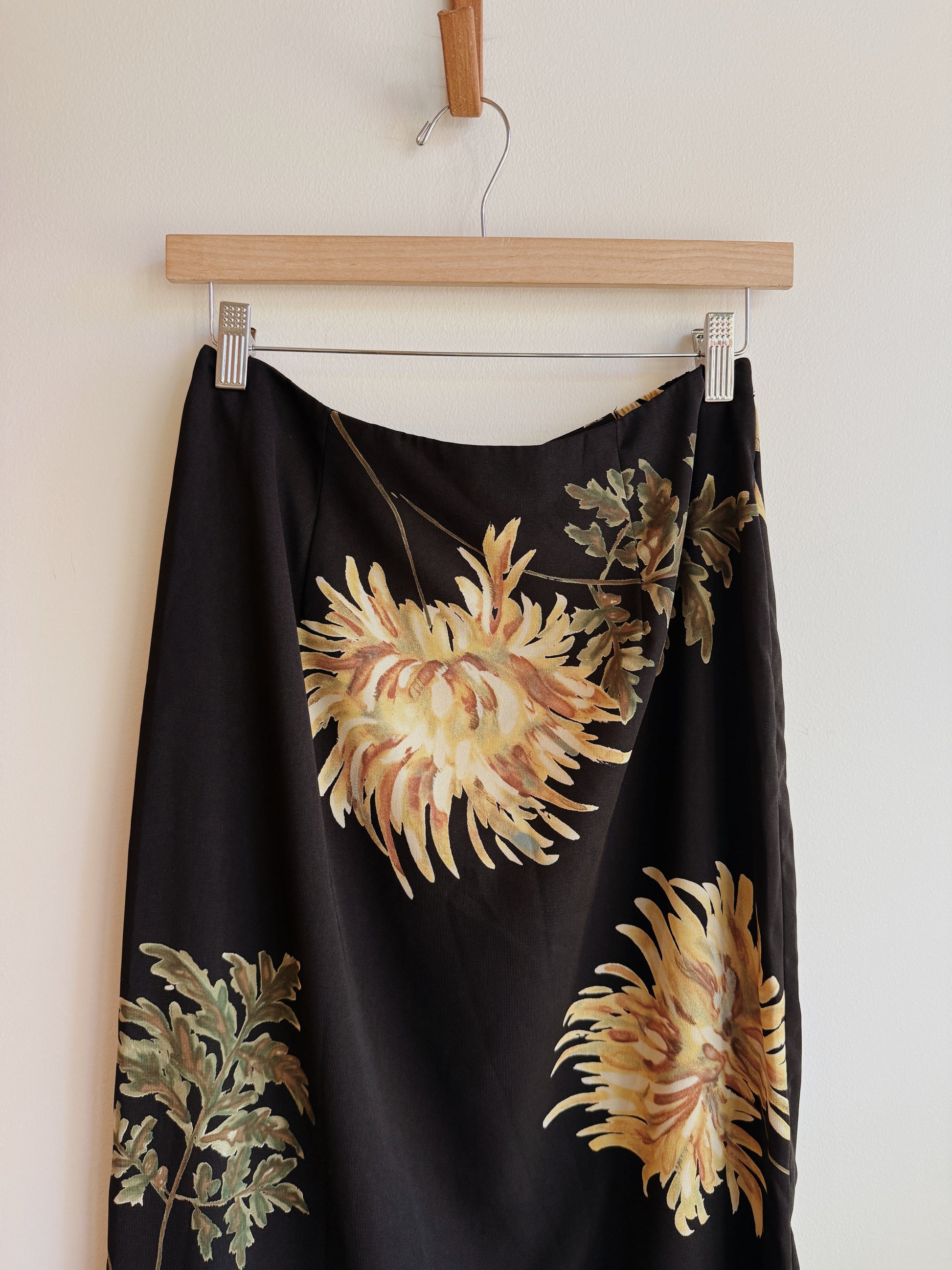 Black & Gold Floral Maxi Skirt