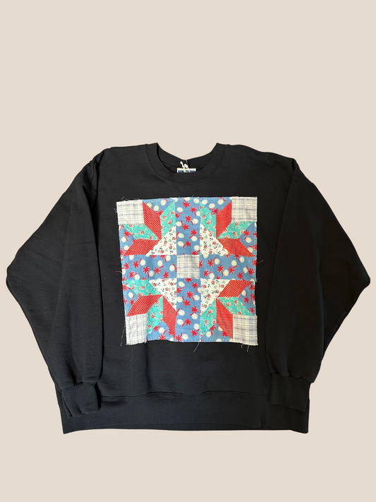 Vintage Quilt-Patch Sweatshirt