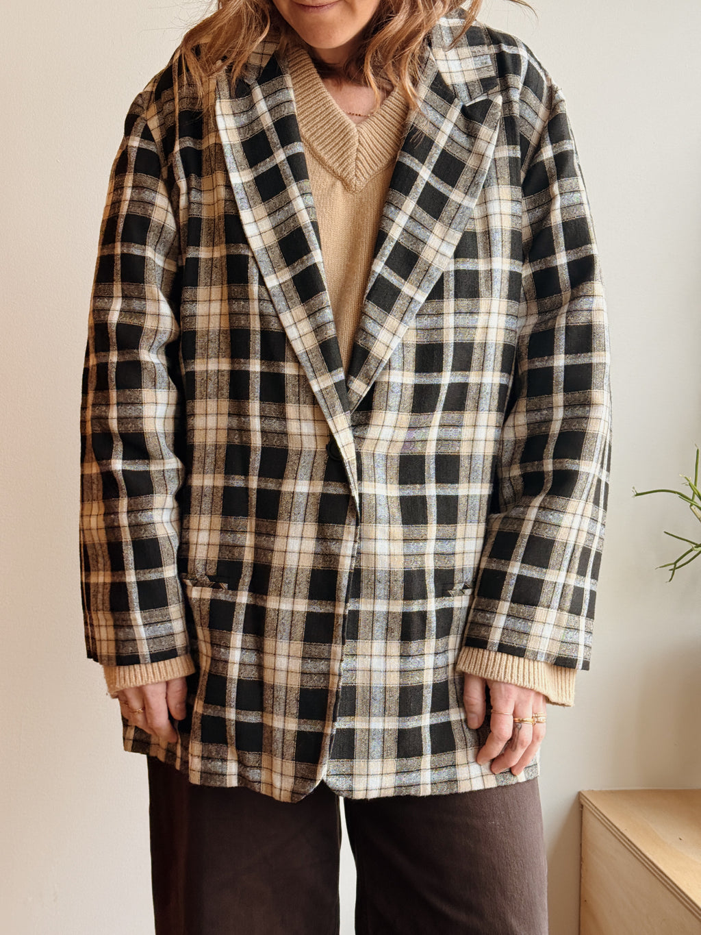 Lightweight Plaid Blazer