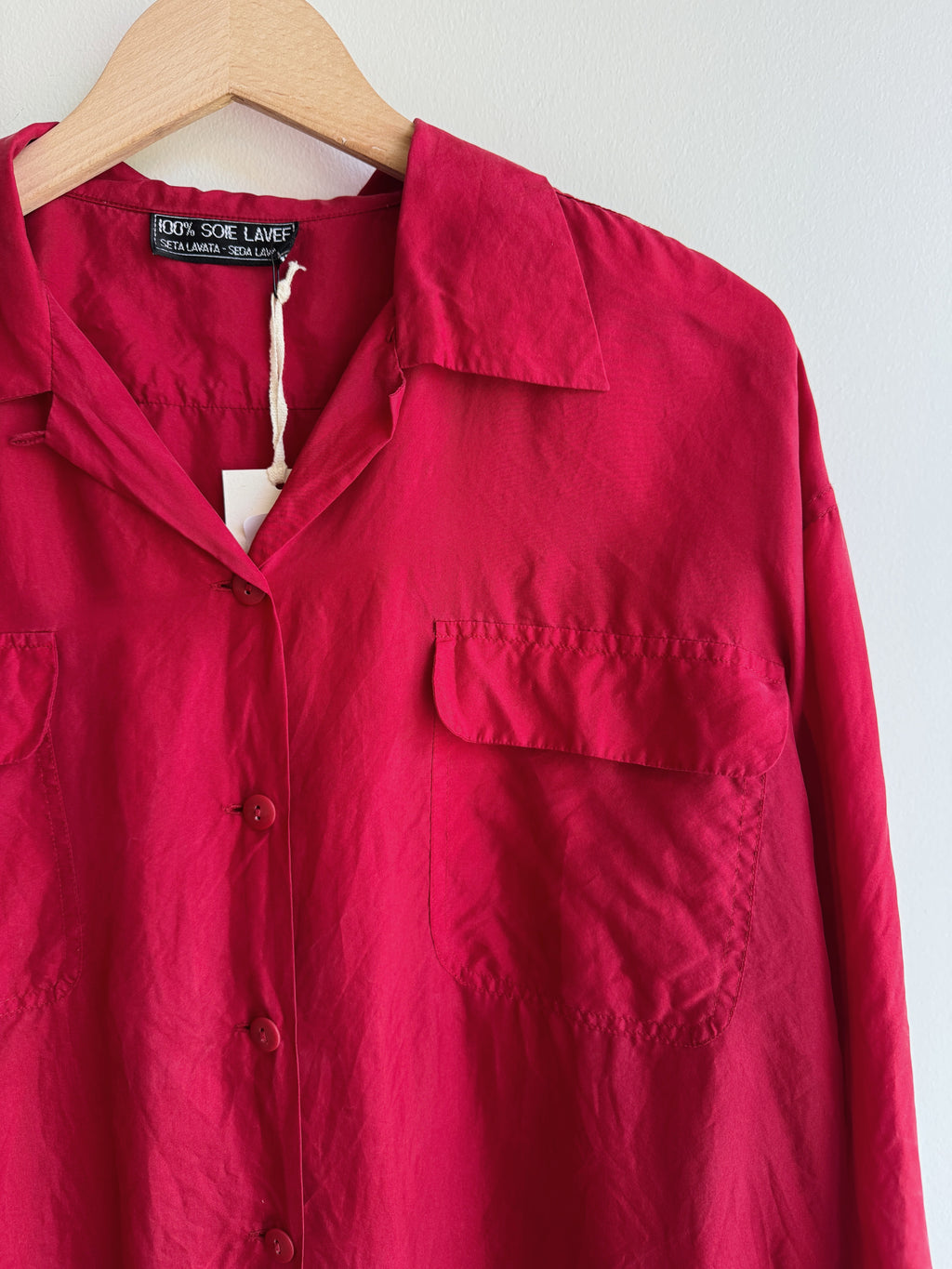 Paris - Red Silk Long Sleeve Blouse