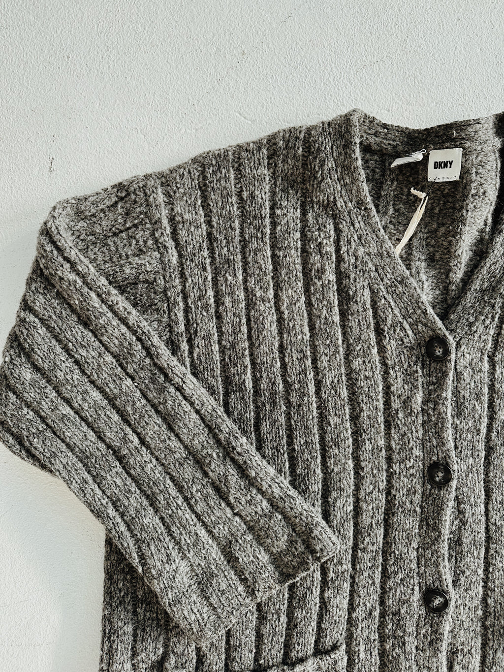 Wide Ribbed Wool Blend Cardigan