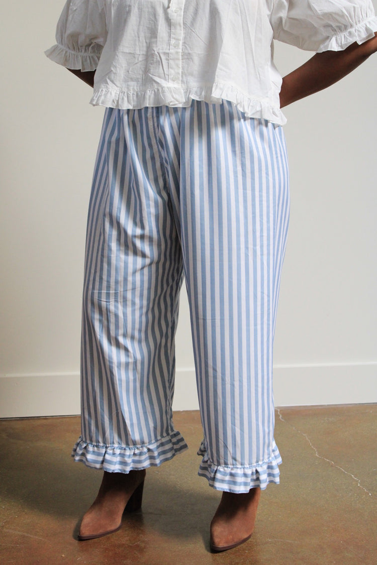 Archive Craft Ruffle Pant - Blue Stripe
